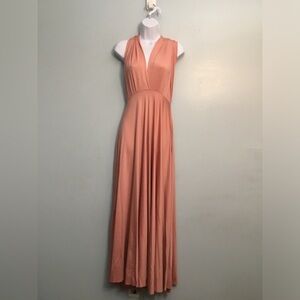 Backless Maxi Dress in Dusty Rose with Halter Tie